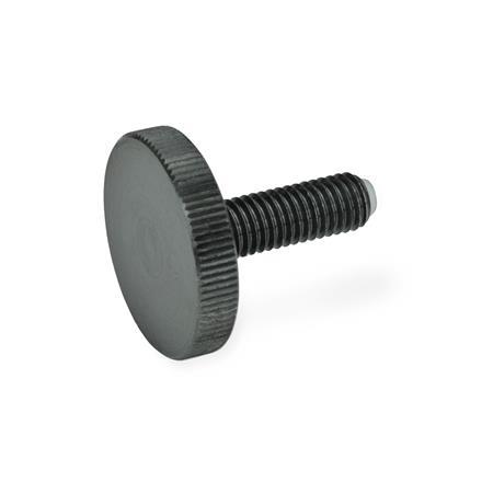 Otto Ganter Flat Knurled Screw with Brass or Plastic Pivot, GN 653.10